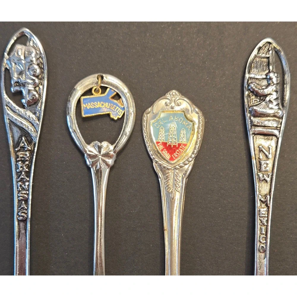 Lot of 10 Vintage Souvenir Collector Spoons California Seattle Florida Canada